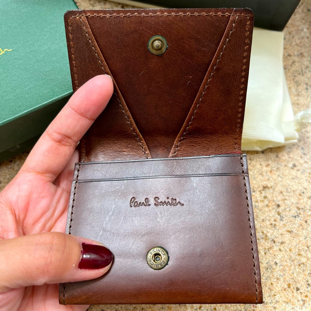 Paul smith small brown leather wallet card case good condition.